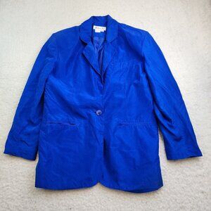 Naked Silk Blazer Jacket S Royal Bright Blue Pockets Coastal Classy Artsy Preppy